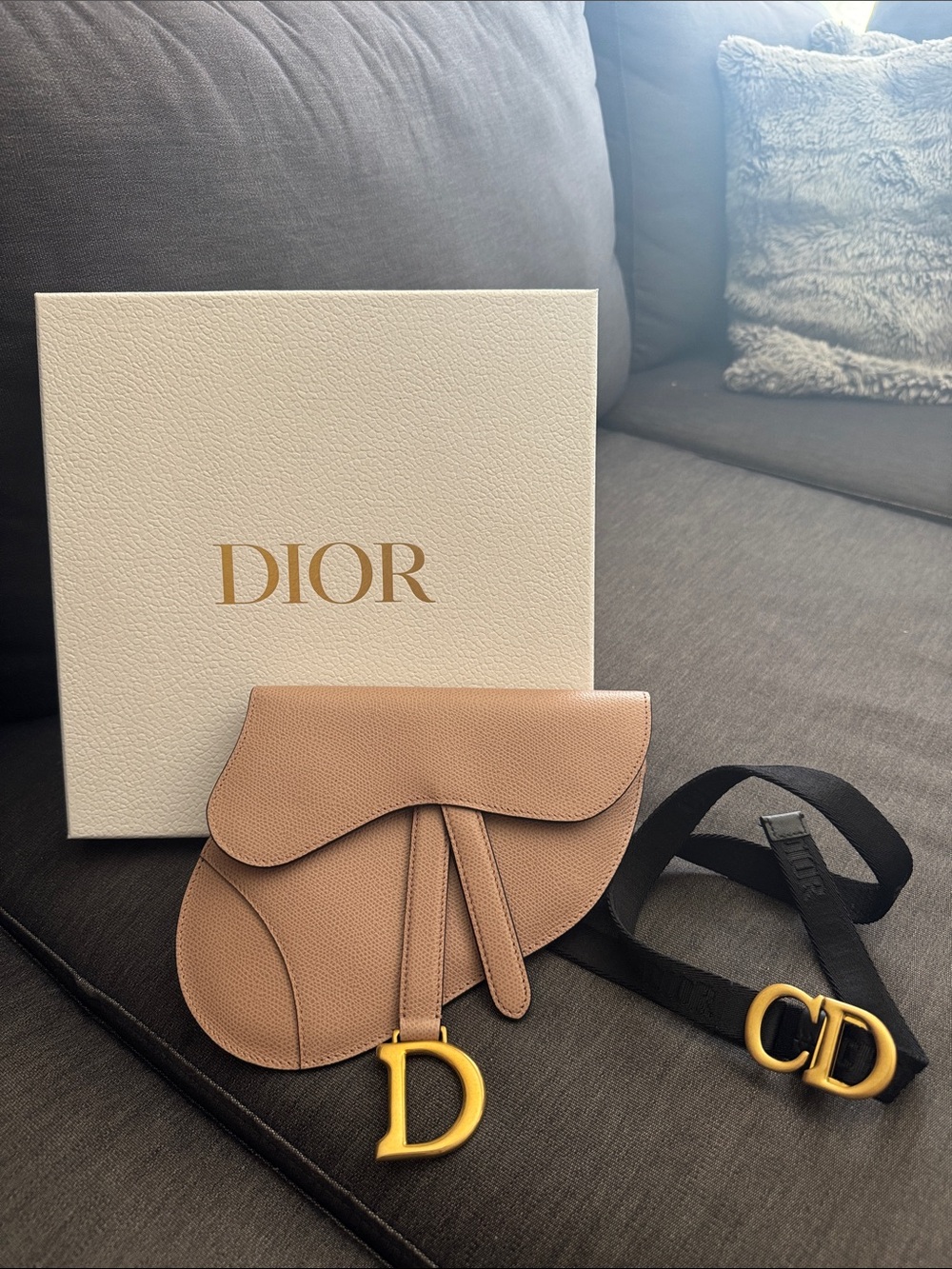 Dior Mini Saddle Bag in Tan with Gold Hardware